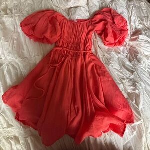 Red altars stage mini dress flowey